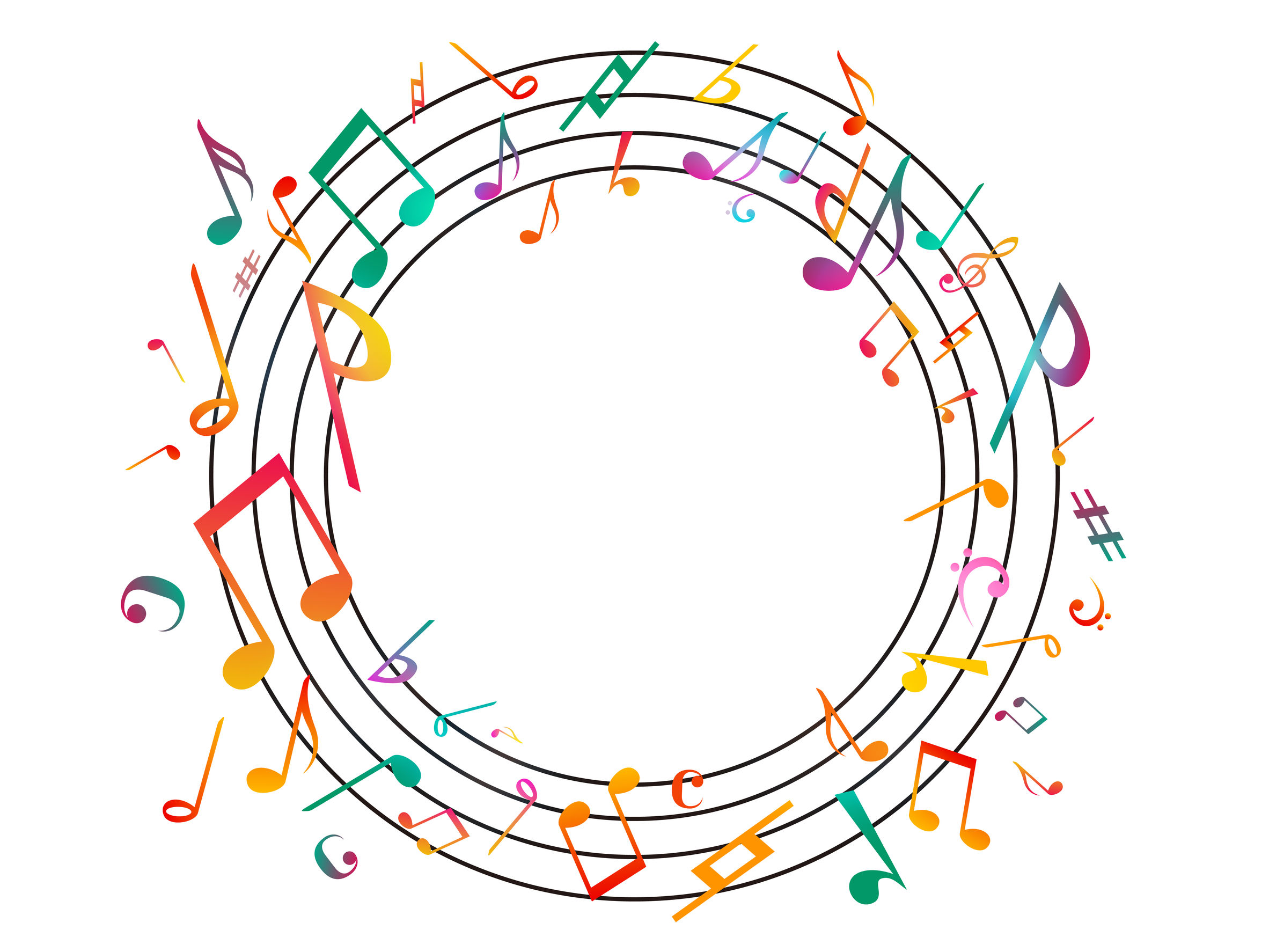 94729434 – colorful music notes. vector illustration abstract white background.