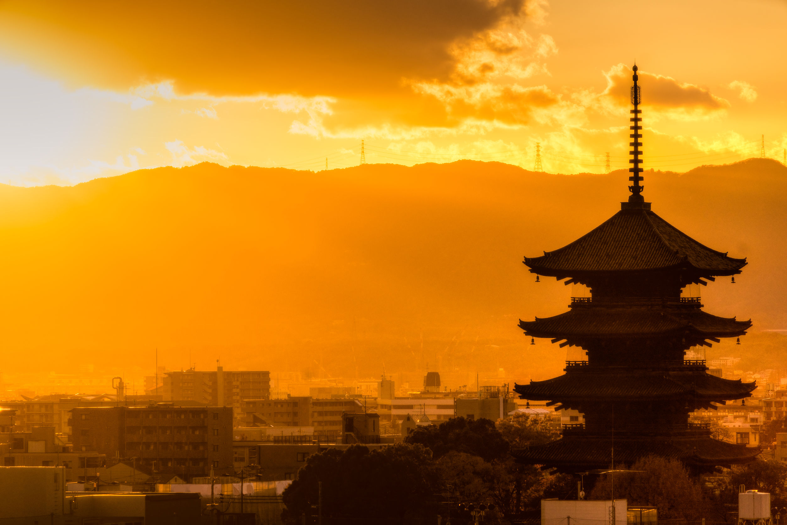 37688435 – toji temple at sunset, kyoto, japan